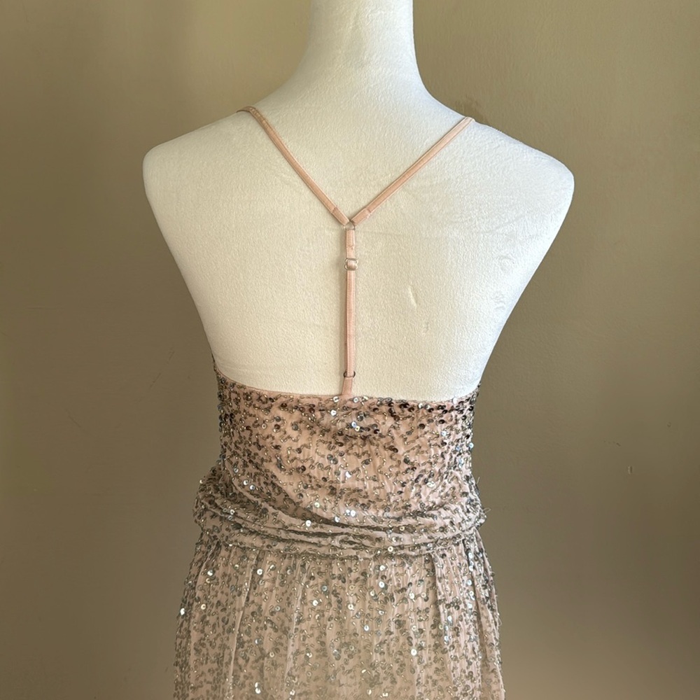Alice + Olivia Bridget Sequined 100% Silk Blouson Pale Pink Blush Dress‎ Size XS - Picture 10 of 13